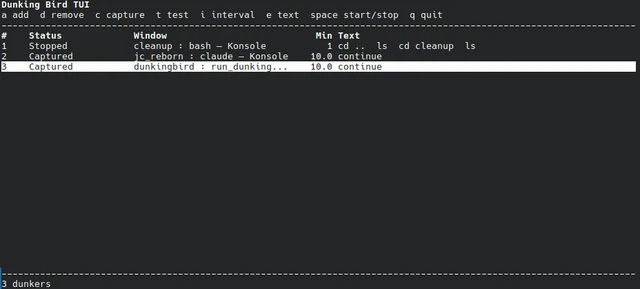 View the full-size Dunking Bird terminal interface showing captured windows