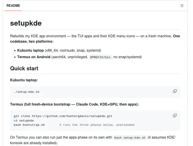 View the full-size setupkde quick-start instructions for Kubuntu and Termux