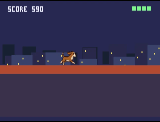 View the full-size Zoomies PS1 gameplay with Munchii running across rooftops