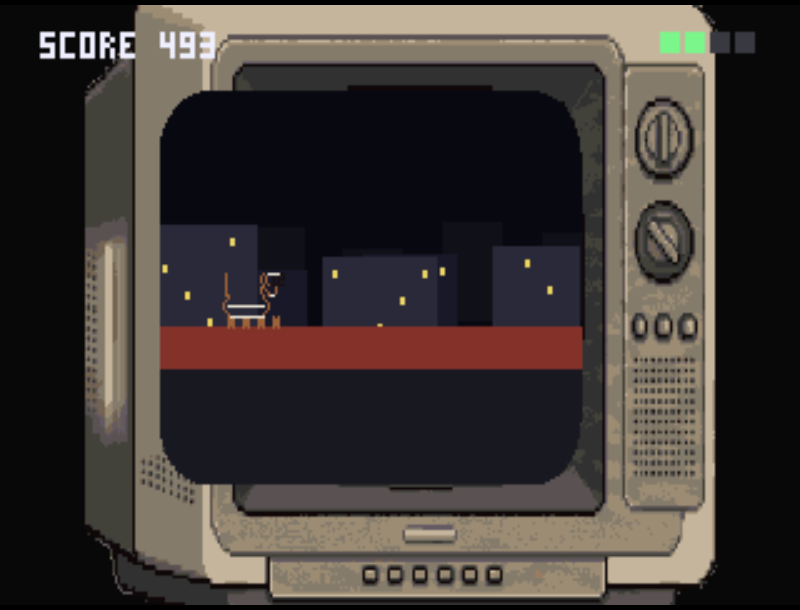 Zoomies gameplay inside a chunky 1980s CRT television