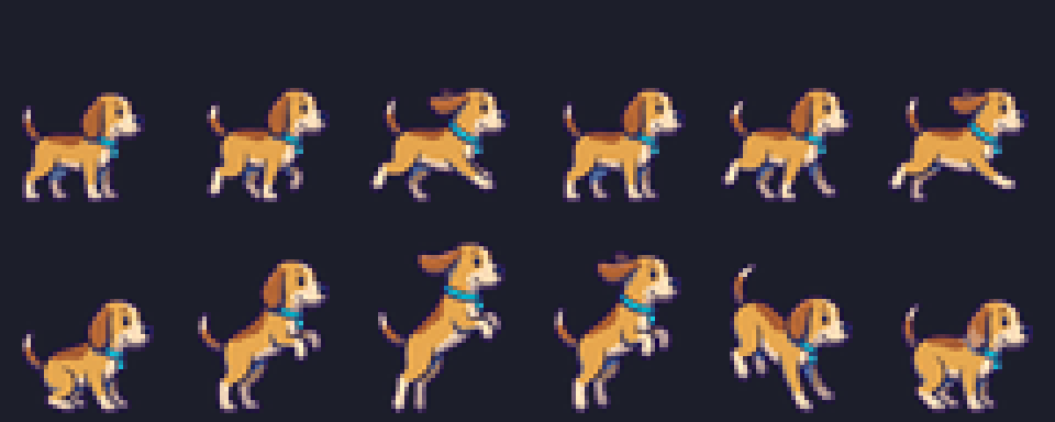 Munchii's early-2000s run and jump animation frames